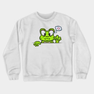 Frog Cartoon With Angry Face Expression Crewneck Sweatshirt